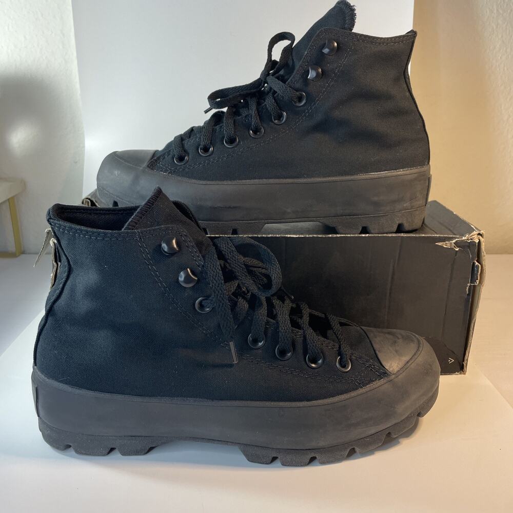 Size 9 - Converse Chuck Taylor All Star Lugged High Black Monochrome W - Picture 2 of 10